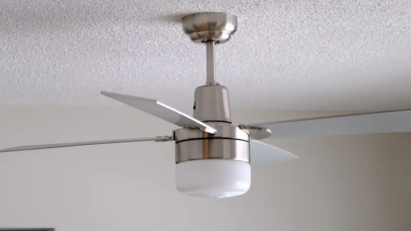 A newly installed residential ceiling fan.